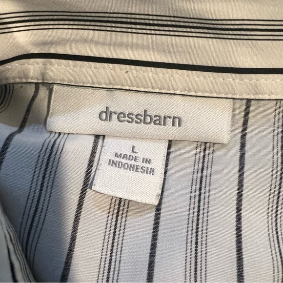🍋 Dressbarn Black and White Striped Button Down Shirt - Size Large - Picture 5 of 7